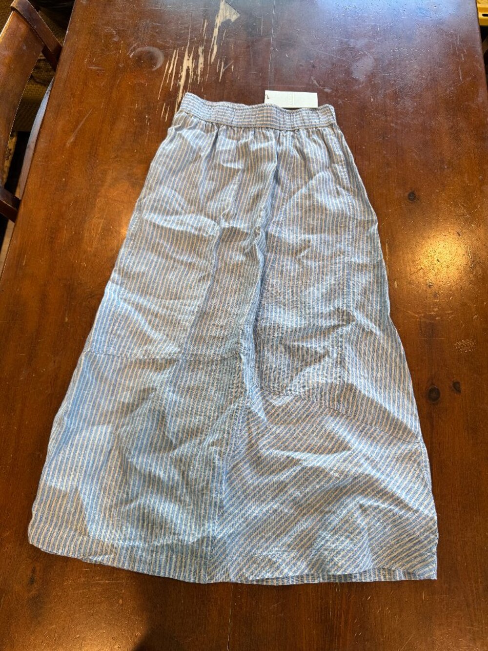Poetry Marine Oat Striped Linen Wide Leg Pants Women’s US 2 NWT